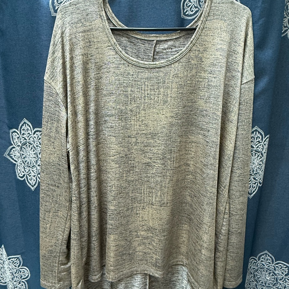 Lane Bryant Tan and Cream Oversized Blouse
